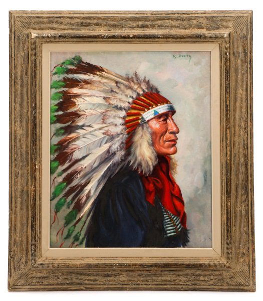 "Portrait Of Iron Tail" Oil On Canvas, Signed (1 of 8)