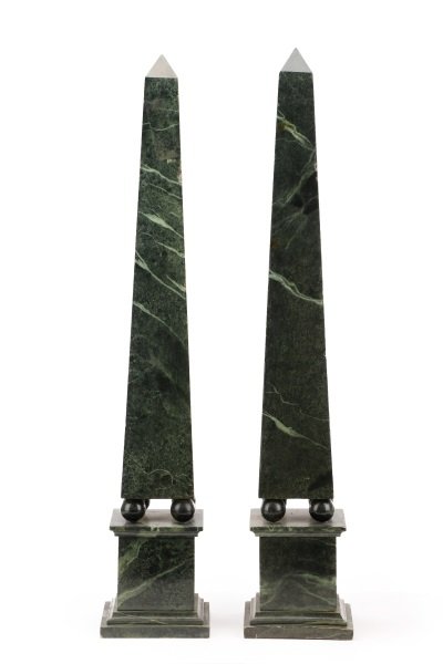 Pair of Faux Green Marble Obelisks, 20th C. (1 of 7)