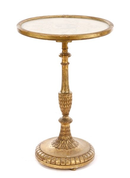 19th C Giltwood Oval Side Table w/Figural Tapestry (1 of 8)