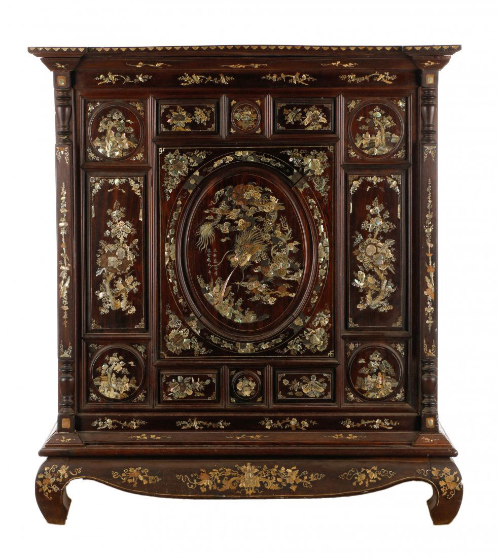 Large Chinese MOP Inlaid Cabinet (1 of 9)
