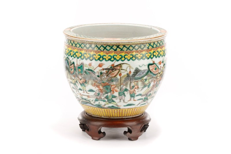 Chinese Famille Verte Porcelain Fishbowl on Stand (1 of 10)