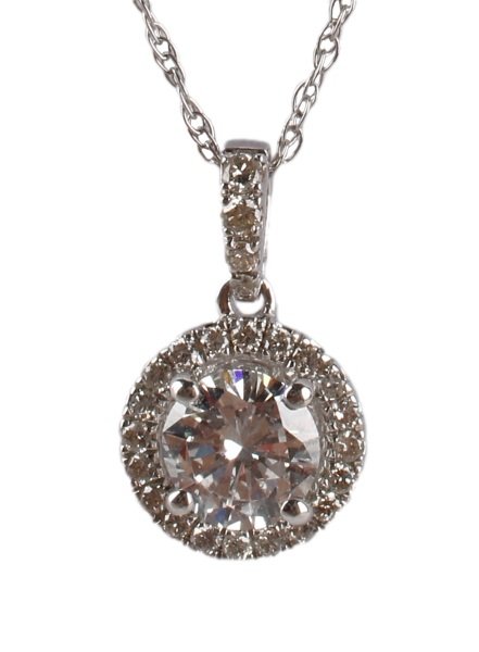 Ladies 14k White Gold & Round Diamond Necklace (1 of 5)