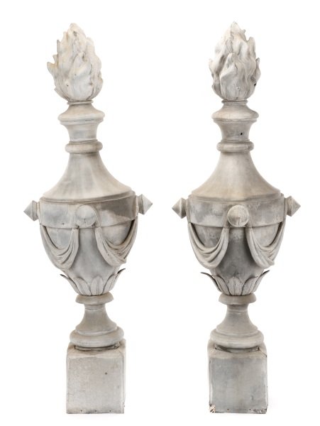 Pair of Palatial Cast Tin Torch Form Finials (1 of 10)