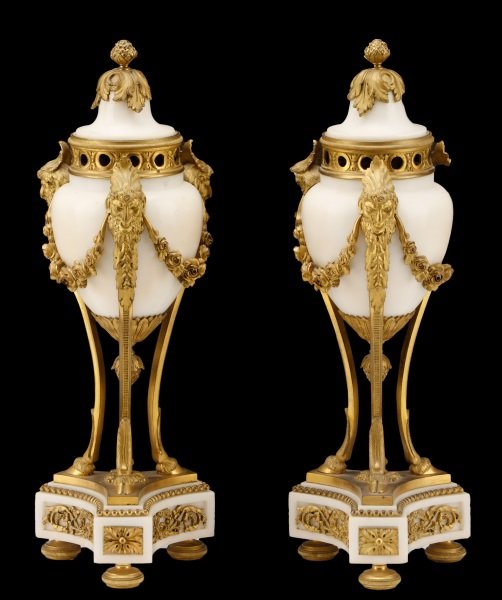 Pair of French Marble & Dore Bronze Cassoulets (1 of 8)