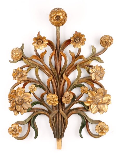 Gilt Wood And Polychrome Foliate Wall Applique (1 of 9)