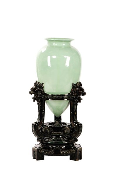 Monumental Minton Majolica Celadon 'Chinese' Vase (1 of 9)