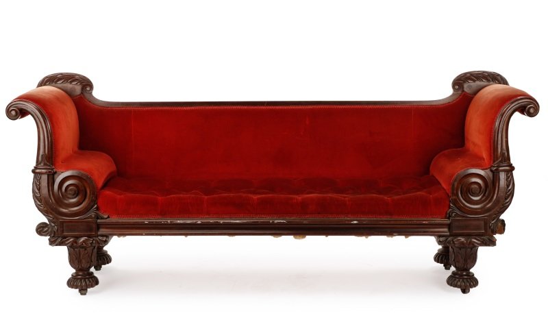 Large William IV Walnut Library Sofa Settee (1 of 8)