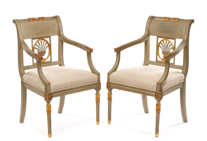 Pair of Continental Neoclassical Armchairs (1 of 7)