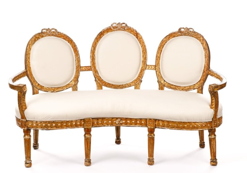 Neoclassical Style Giltwood Settee, L. 18th C. (1 of 10)