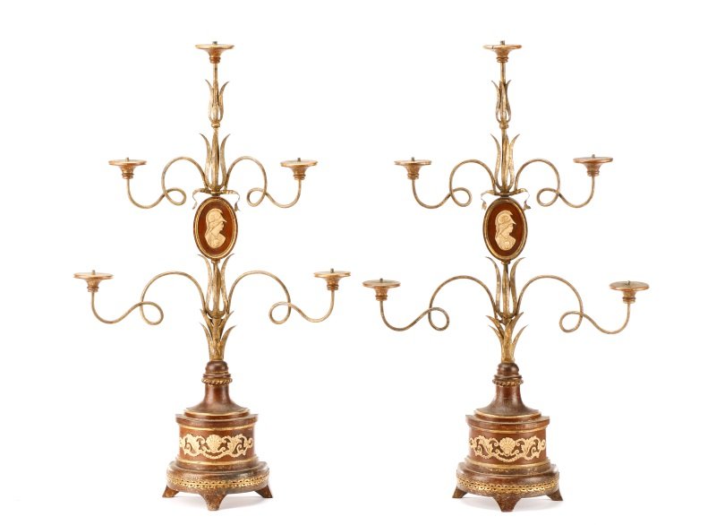 Pair of Iron & Carved Wood Neoclassical Girondoles (1 of 8)