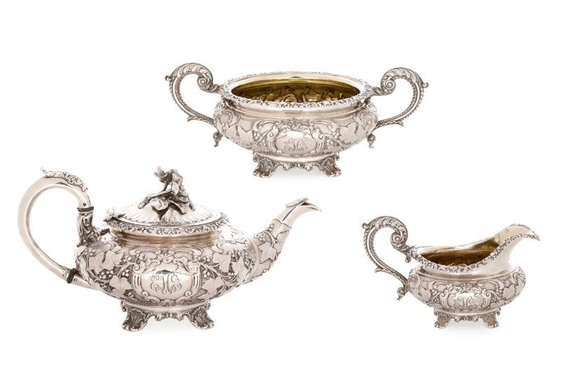 1828 English Sterling Tea Service, Robert Hennel II (1 of 10)