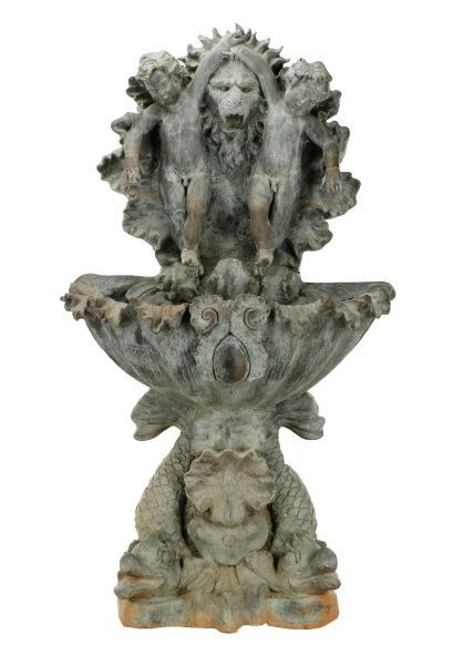 Large Verdigris Figural Bronze Wall Fountain (1 of 10)