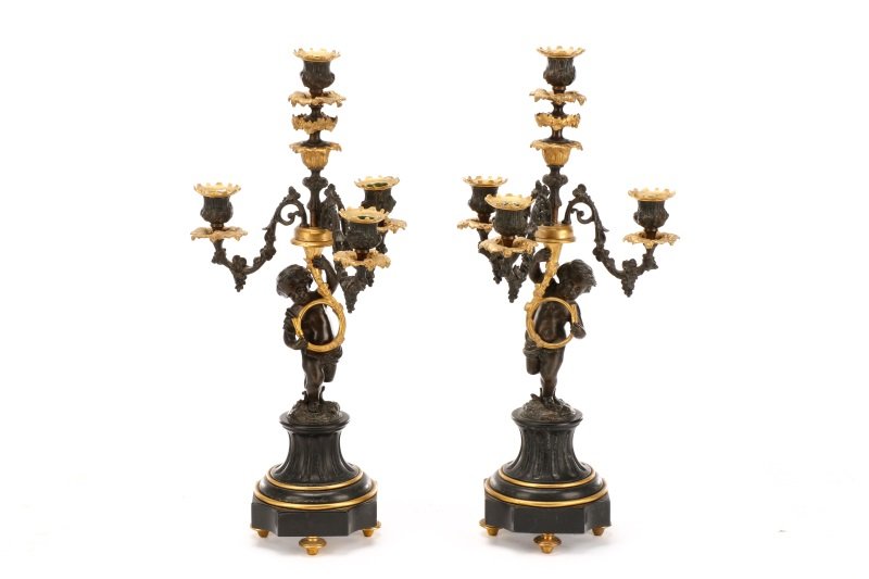 Pair, Baroque Revival Cherub Candleabra (1 of 9)