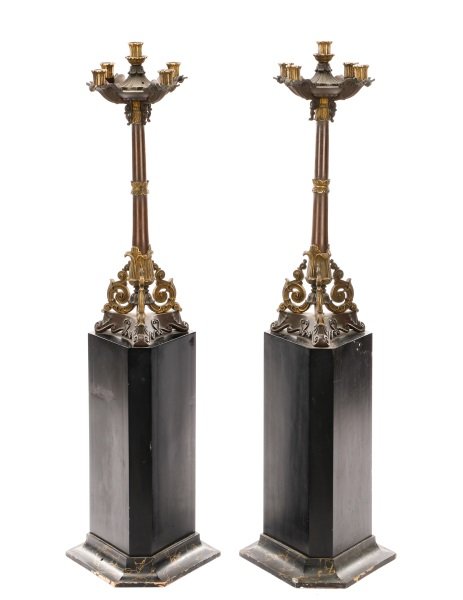 Pair of 5-Light Parcel Gilt Candelabra on Stands (1 of 8)