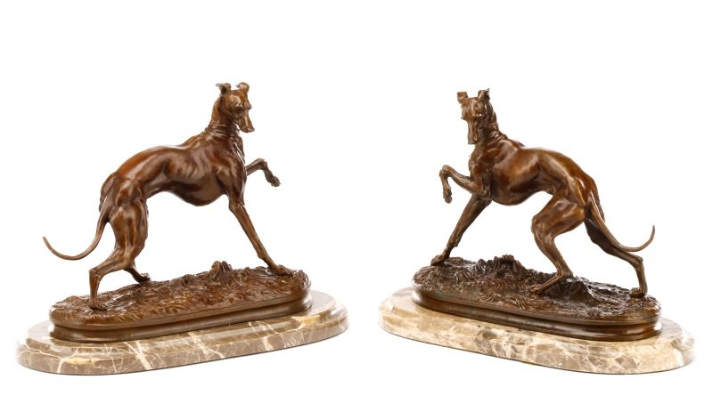 Pair of After Mene Bronze Greyhounds, Susse Freres (1 of 10)