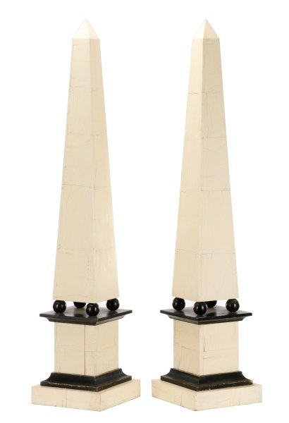 Pair of Paint Decorated Wood Obelisks (1 of 7)