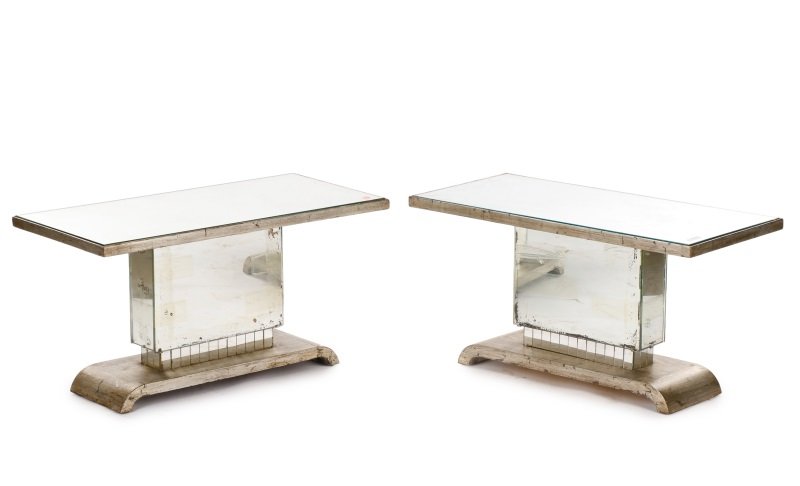 Pair, Mirrored Art Deco Style Low Accent Tables (1 of 6)