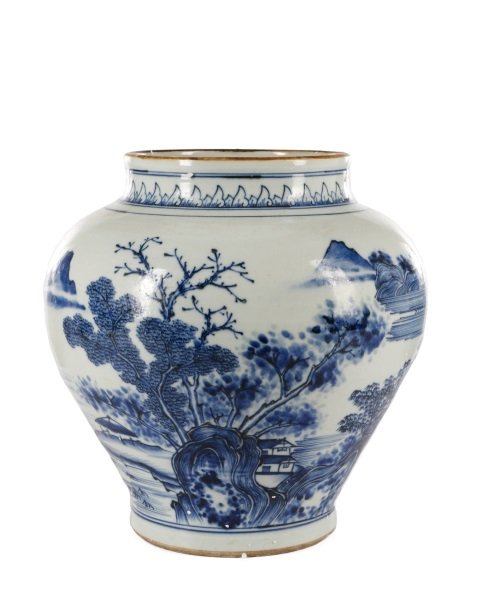 Chinese Yuan Dynasty Style Pot, Blue Landscape (1 of 9)