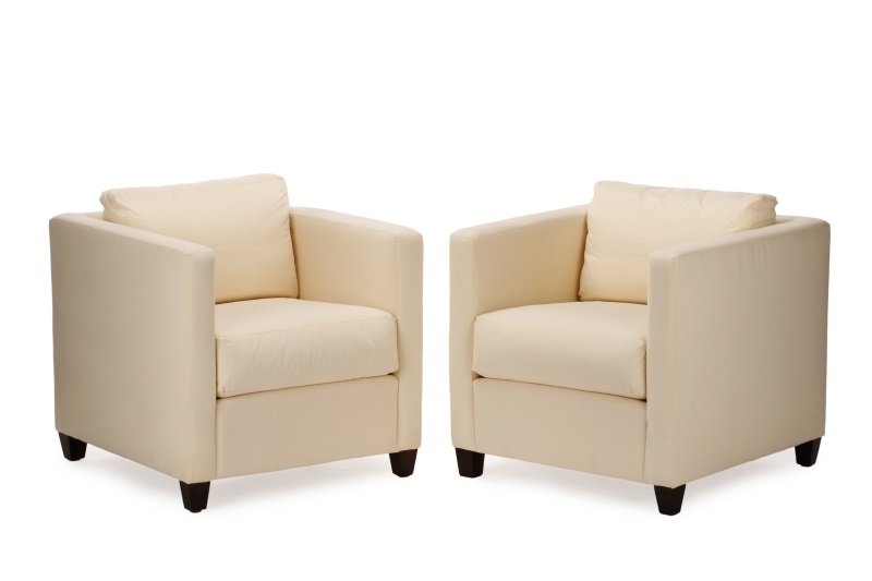 Pair, Cisco Brothers "Vista Mini Chairs" in White (1 of 9)