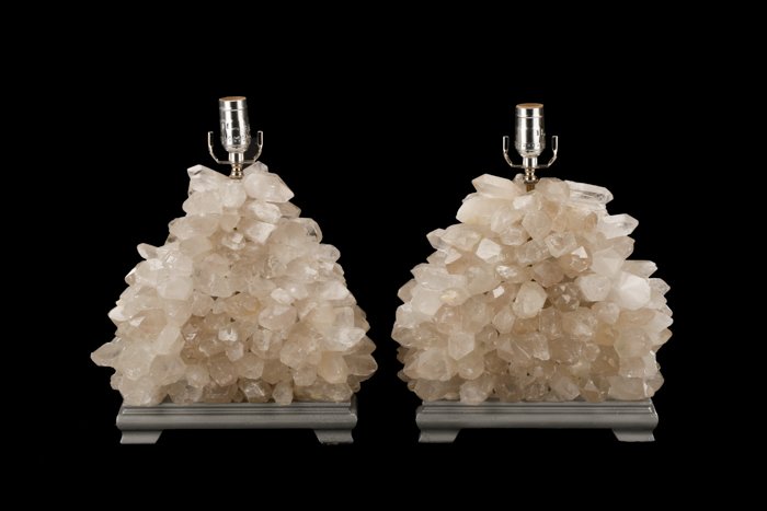 Pair Stupell Style Quartz Rock Crystal Table Lamps (1 of 8)