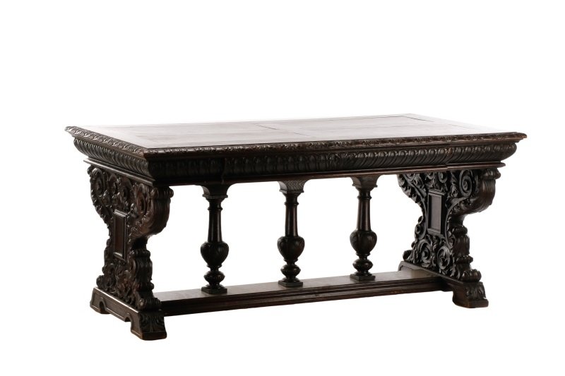 Manner of R.J. Horner Carved Oak Library Table (1 of 6)