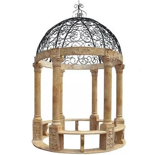 Classical Travertine Marble Outdoor Garden Gazebo (1 of 1)