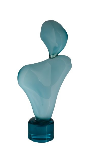 Blue Glass Figural Sculpture Style of Henry Moore (1 of 8)