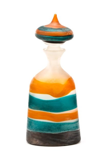 Monumental Cenedese Scavo Glass Bottle, Signed (1 of 10)