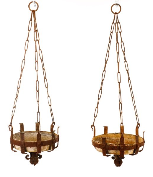 Pair of French Wrought Iron Hanging Planters (1 of 9)