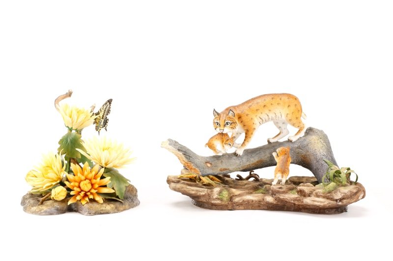 Two Boehm Porcelain Figurines: Bobcat & Butterfly (1 of 10)