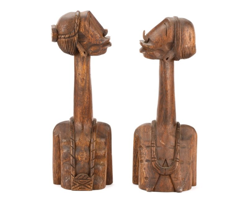 Pair of Haitian Carved Wood Figures, Mid 20th C. (1 of 10)