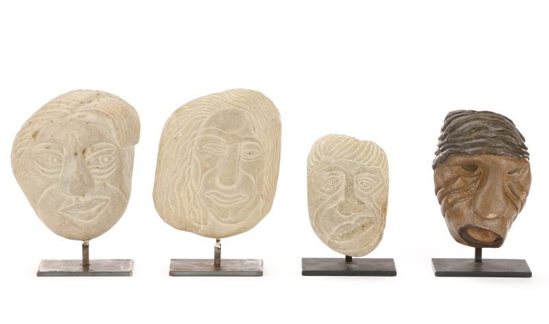 Group of Carved Stone Heads, Attr. David Marshall (1 of 7)