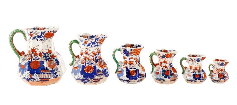 Group of Six English Mason's Ironstone Pitchers (1 of 3)