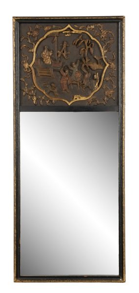 Continental Chinoiserie Motif Trumeau Mirror (1 of 6)