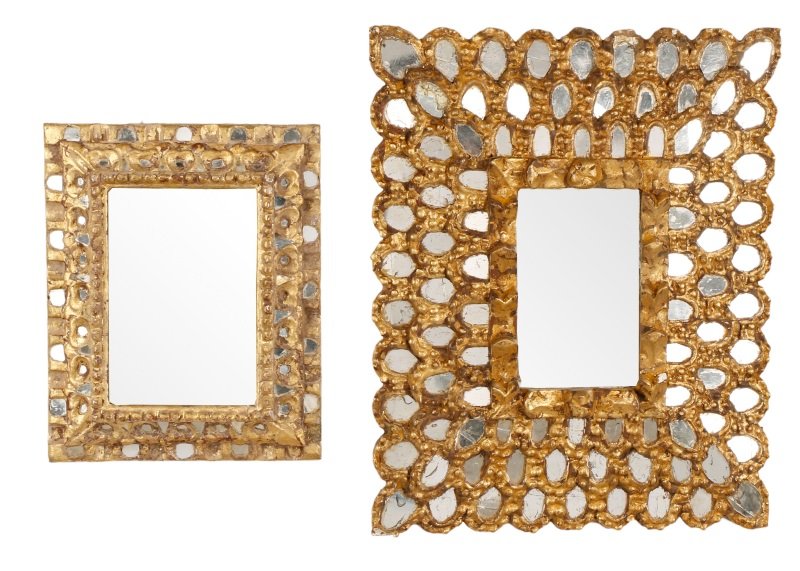 Two Imbricated Giltwood Cushion Mirrors (1 of 6)