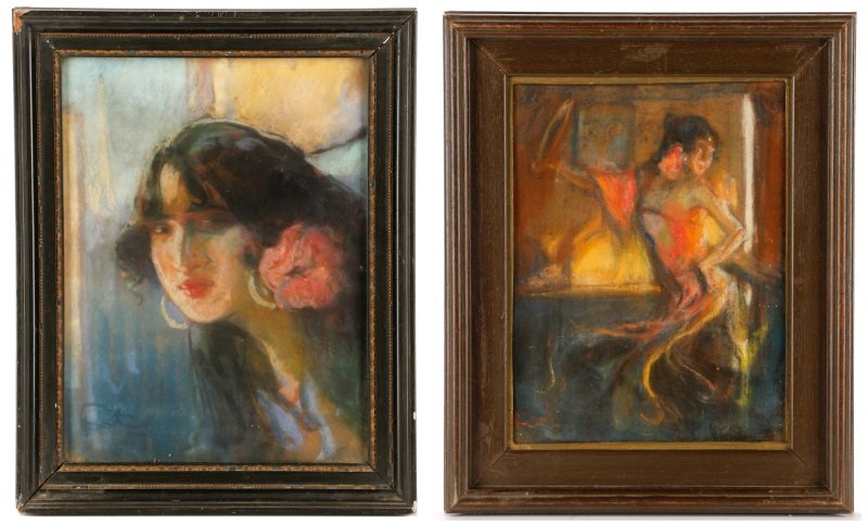 Louis Fortuney, Two Portraits, Pastel On Paper (1 of 7)