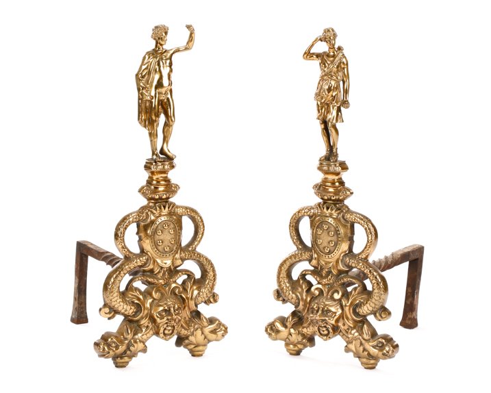Pair, Italian Renaissance Motif Figural Andirons (1 of 9)