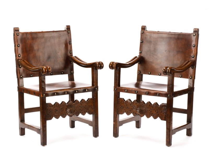 Pair of Spanish Renaissance Style Hall Chairs (1 of 8)