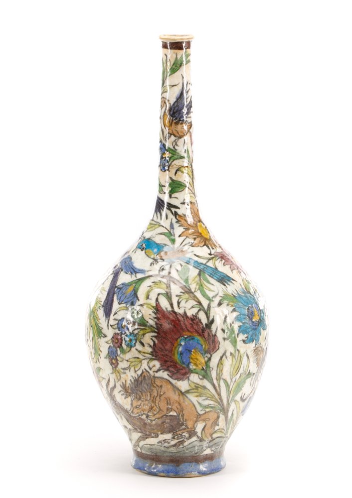 19th/20th C. Tin Glazed Persian Bottle Vase (1 of 10)