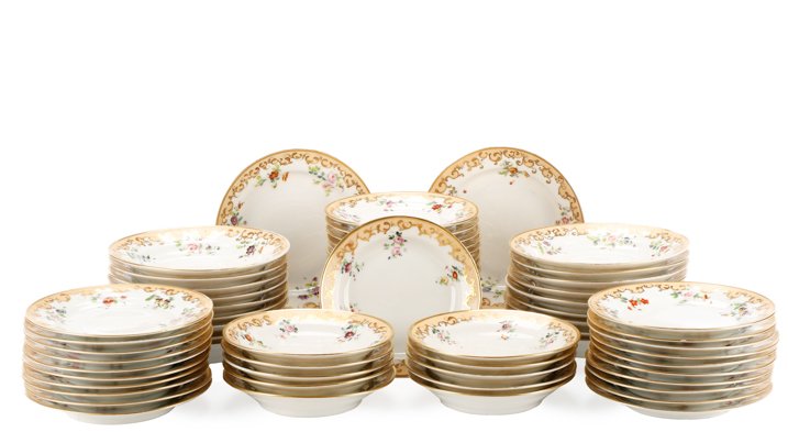 65 Piece Old Paris Porcelain Luncheon Set, 19 C. (1 of 9)
