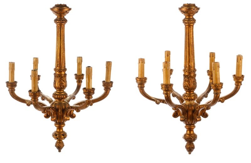 Pair Of Italian Rococo Style 6 Light Chandeliers (1 of 4)
