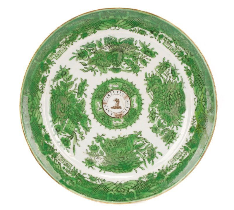 Scarce Chinese Export Green Fitzhugh Armorial Dish (1 of 4)