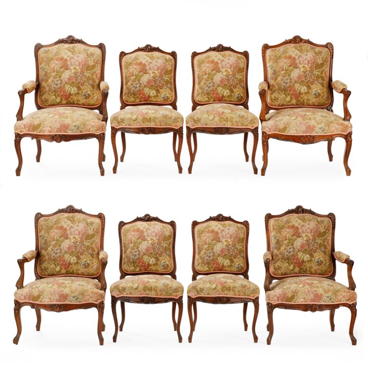 Set of 8 French Louis XV Style Dining Chairs (1 of 9)