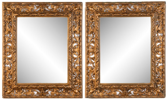 Pair Italian Baroque Style Acanthine Gilt Mirrors (1 of 6)
