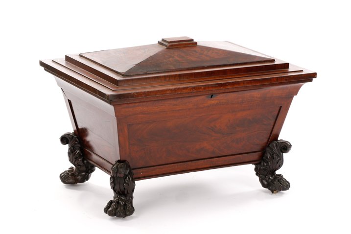 Carved Wood Footed Sarcophagus Cassone (1 of 10)