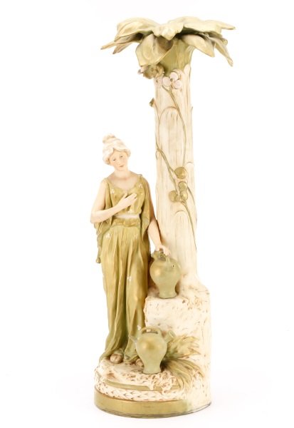 Large Royal Dux Porcelain Woman with Palm Tree (1 of 6)