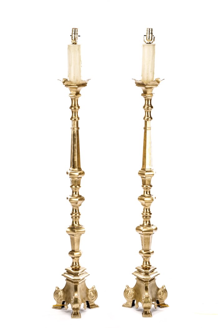 Pair, William & Mary Style Metal Floor Lamps (1 of 8)
