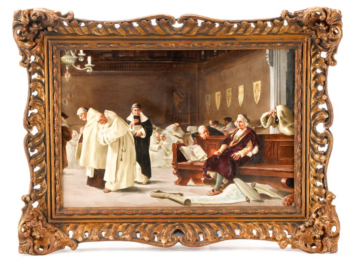 Italian School, "Catholic Mass", Oil On Porcelain (1 of 10)