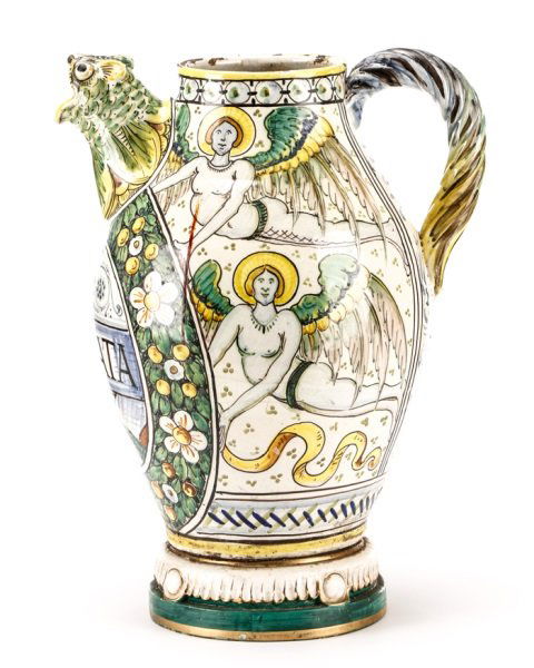 Italian Majolica Acqua Rosata Ewer w/ Fish Spout (1 of 7)