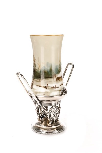 Victorian Silver & Hand Painted Glass Celery Vase (1 of 8)